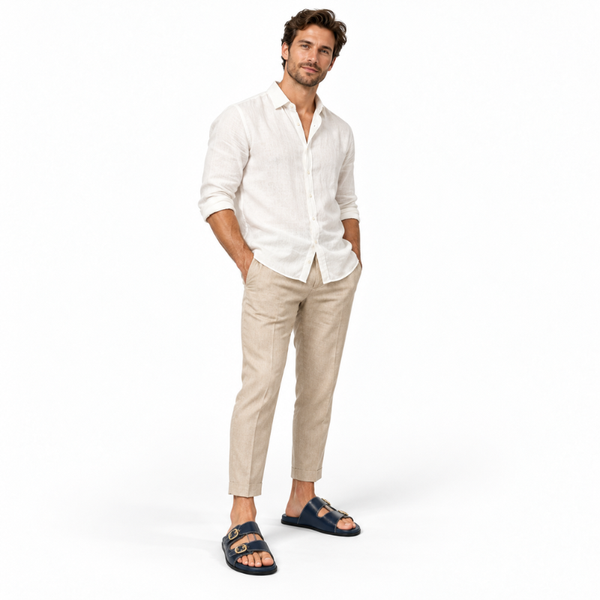 Double-Buckle Slide Sandals