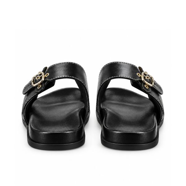 Double-Buckle Slide Sandals