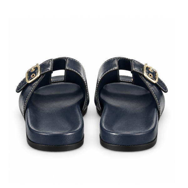 Double-Buckle Slide Sandals