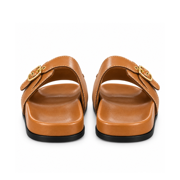 Double-Buckle Slide Sandals