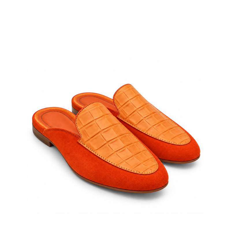 Dual Textured Luxury Croc Mule
