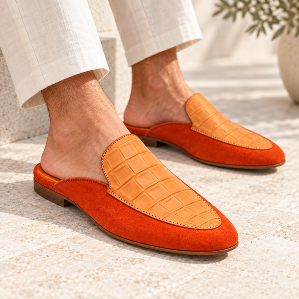 Dual Textured Luxury Croc Mule