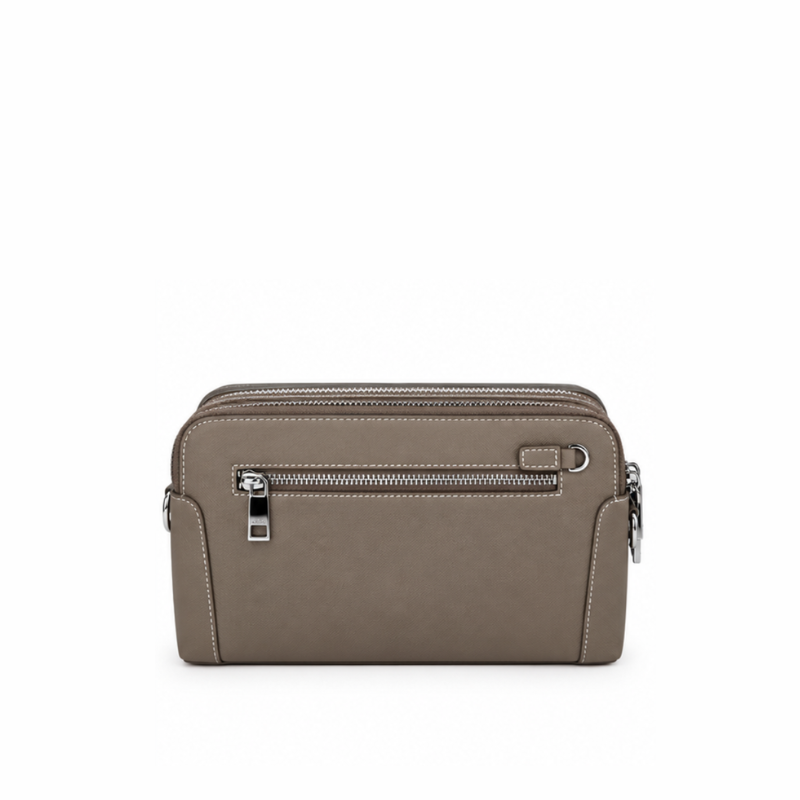 Dual Zipper Luxury Leather Clutch
