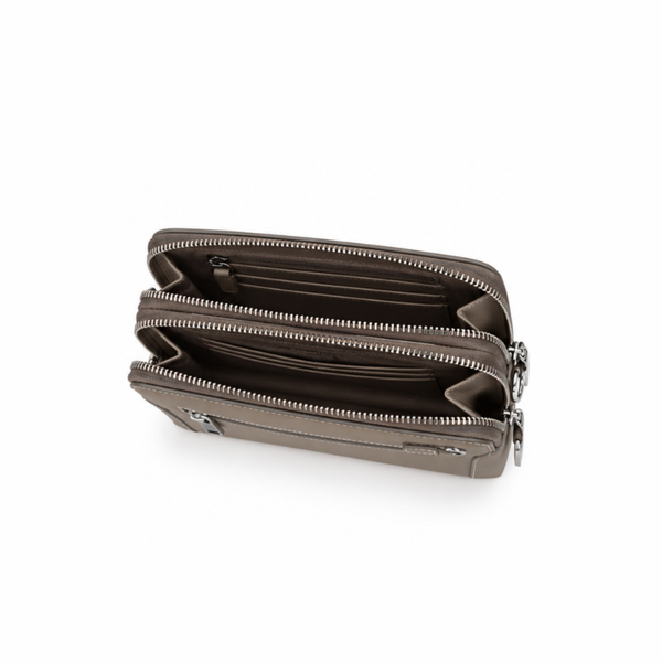 Dual Zipper Luxury Leather Clutch