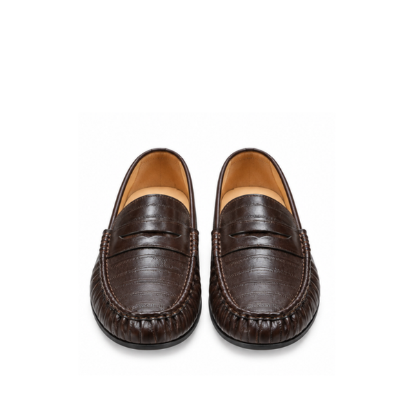Elveron Textured Leather Penny Loafers
