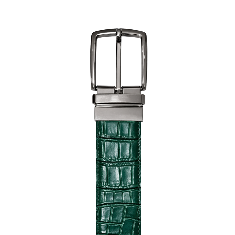 Emerald Croc Embossed Genuine Leather Belt