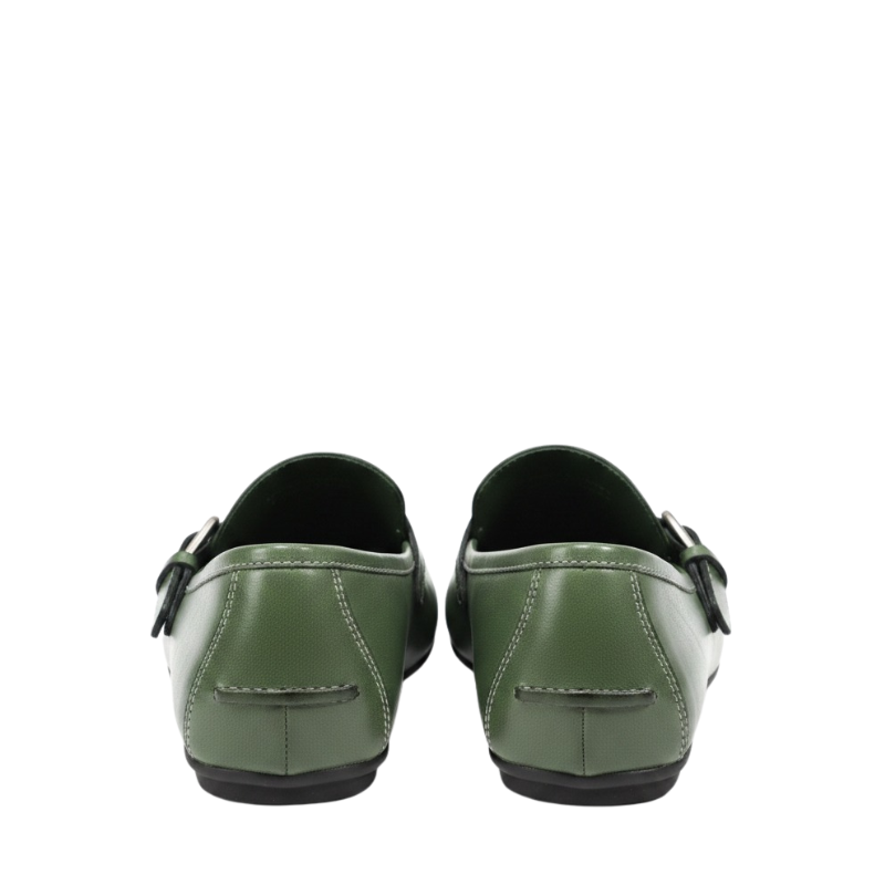 Emerald Loafers With Refined Buckle Detailing