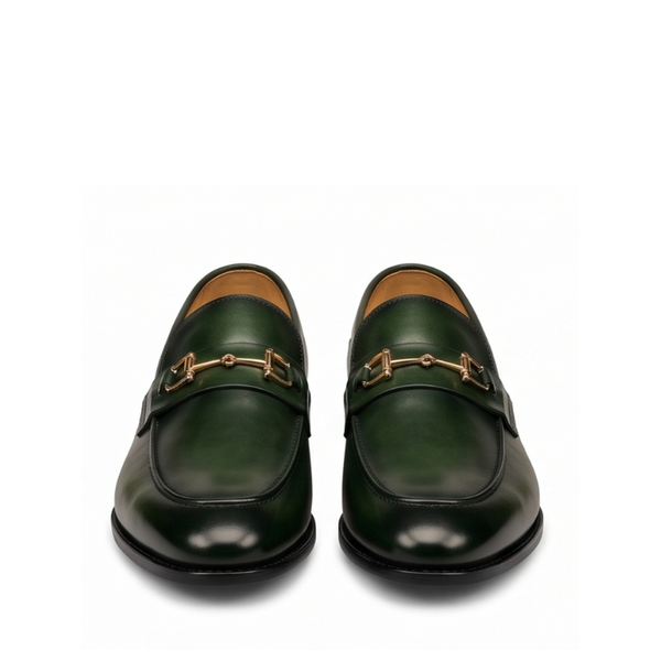 Emerald Luxe Leather Horsebit Loafers