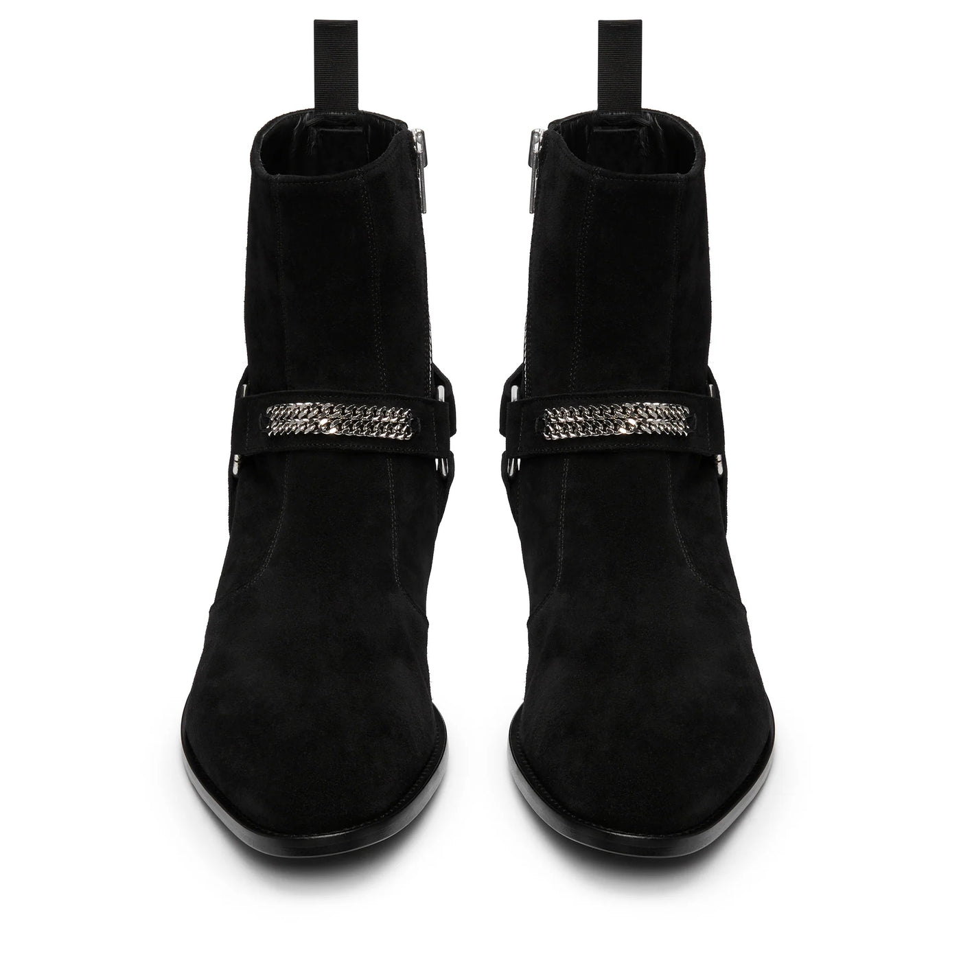 Chain Harness Zip Boot Suede Leather