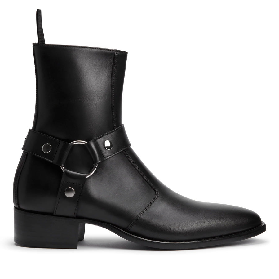 Harness Zip Boot Black Leather