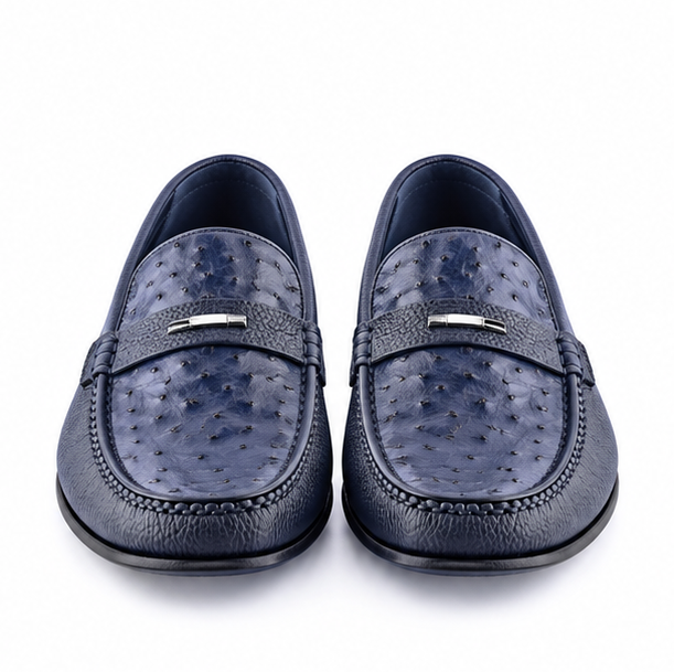 Exotic Ostrich Deer Skin Moccasins Loafers