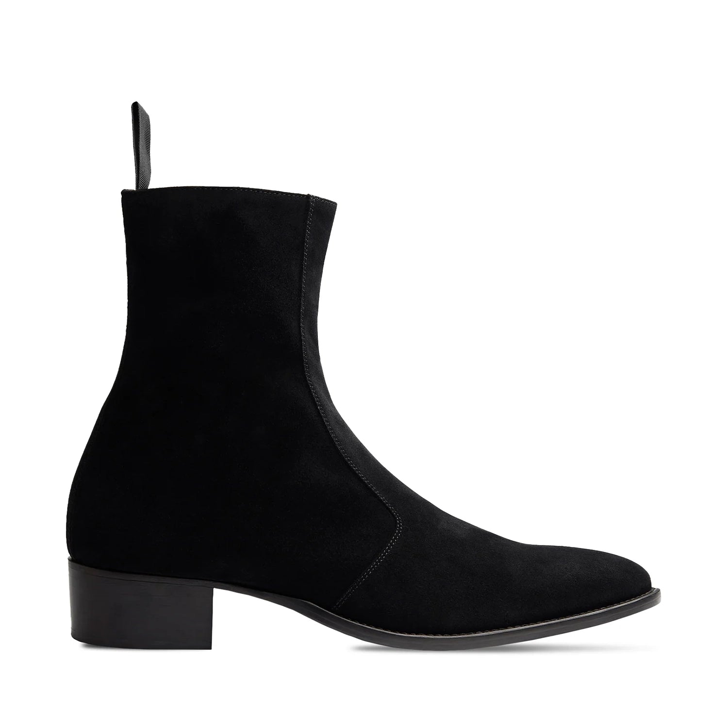 Side Zip Boot - Black Suede Leather