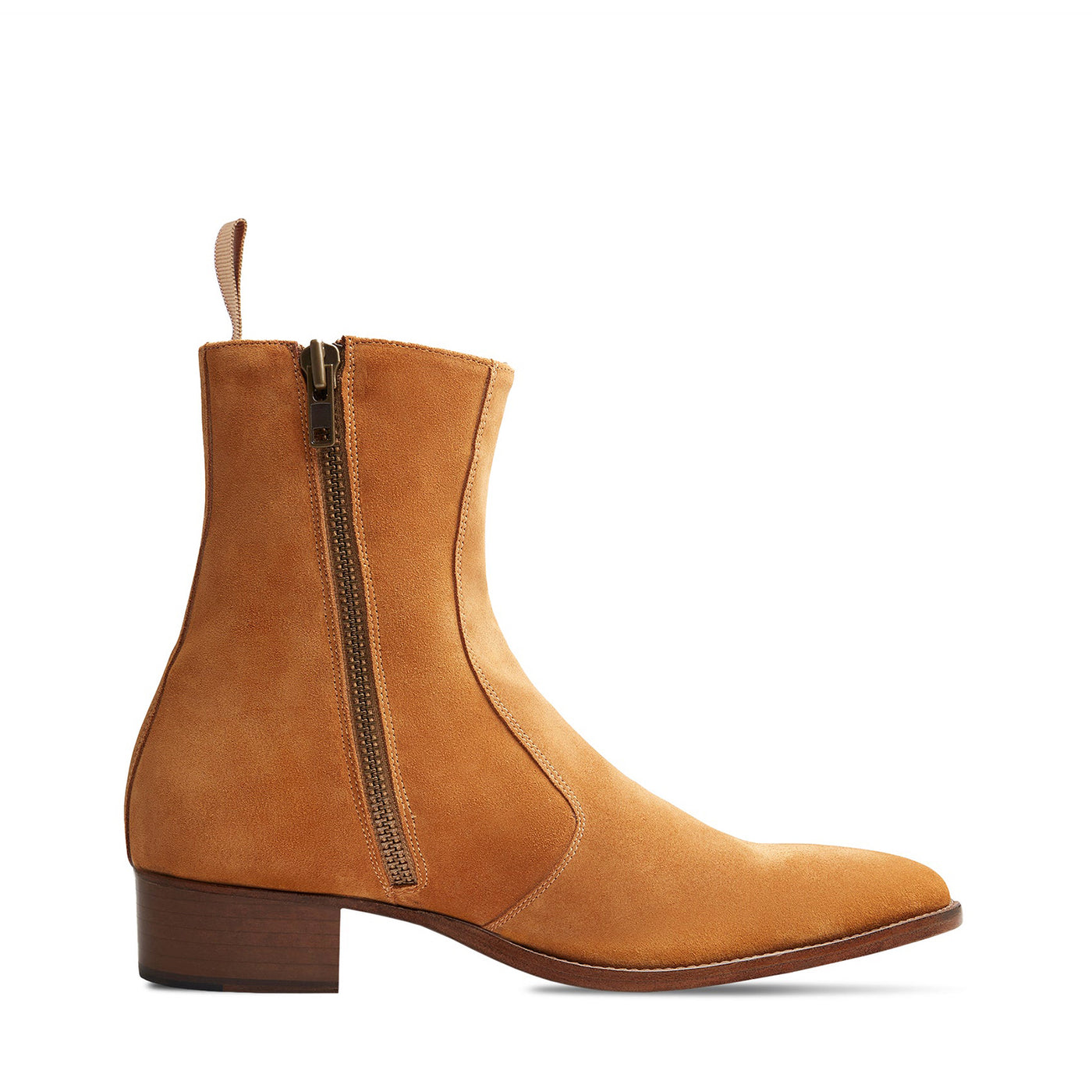 Side Zip Boot Black Suede Leather