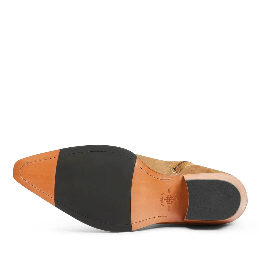 Side Zip Western Boot Nut Suede Leather