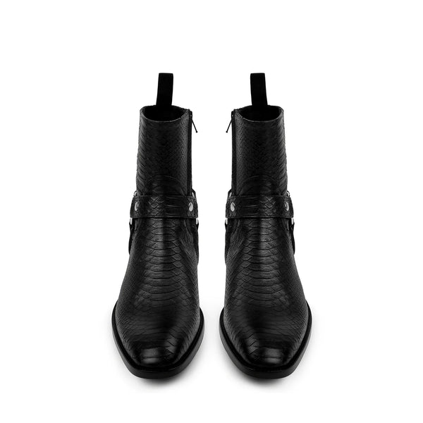 Harness Zip Boot - Python-Effect Hand-Dyed Leather