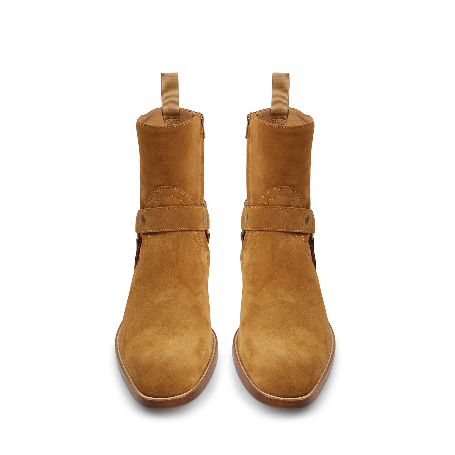 Harness Zip Boot - Camel Suede Leather