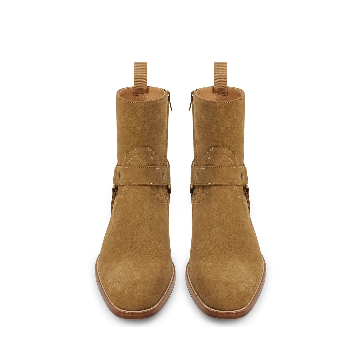 Harness Zip Boot - Camel Suede Leather