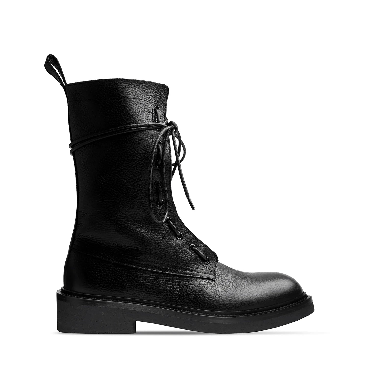 Lorenzo Combat Boot - Black Grained Leather