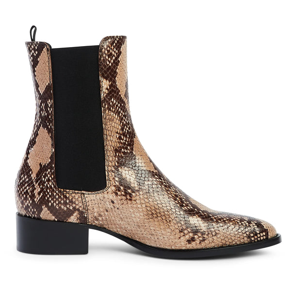 Chelsea Boot Beige Snake Effect Leather