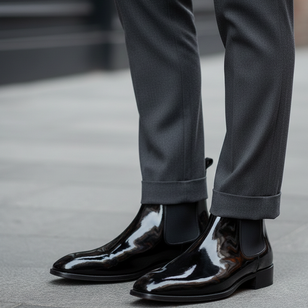 Hainaut Patent-Leather Chelsea Boots
