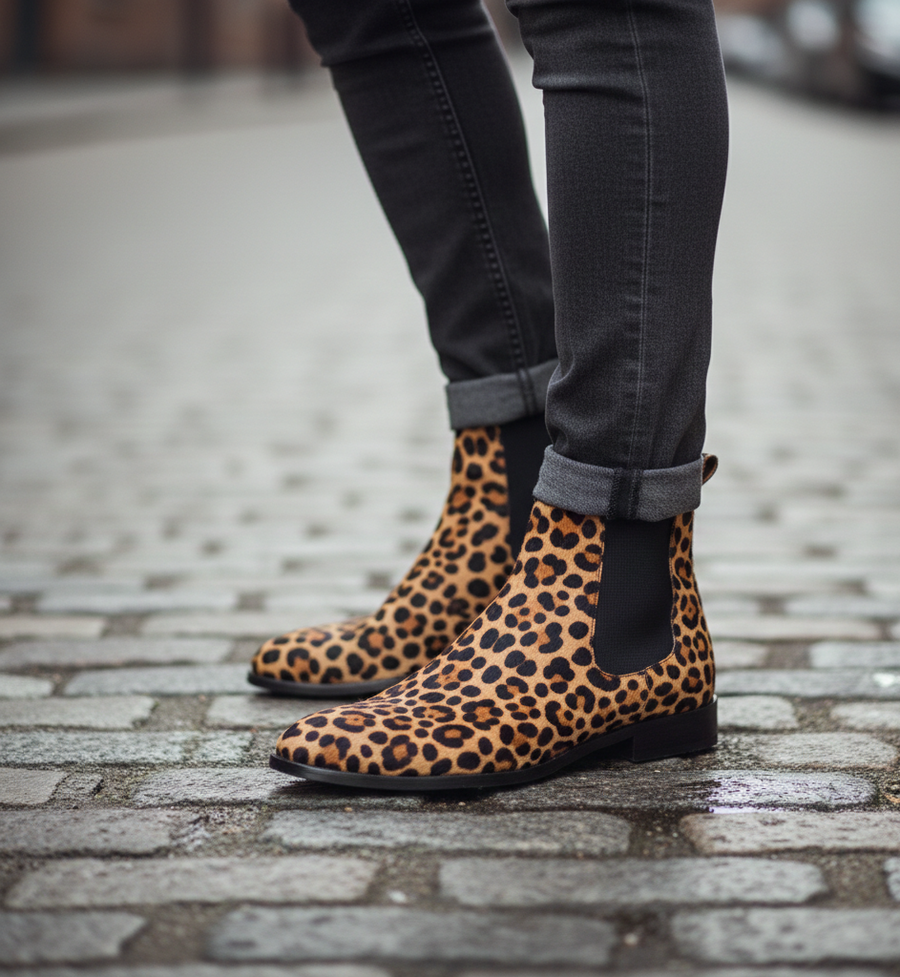 Chelsea Boot Leopard Print Pony Hair Leather