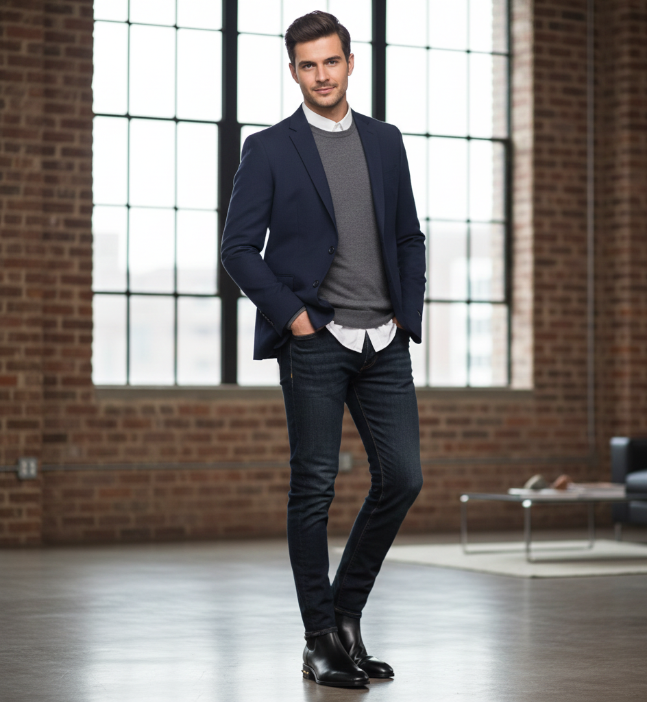 Coal Leather Gold Studded Chelsea Boots