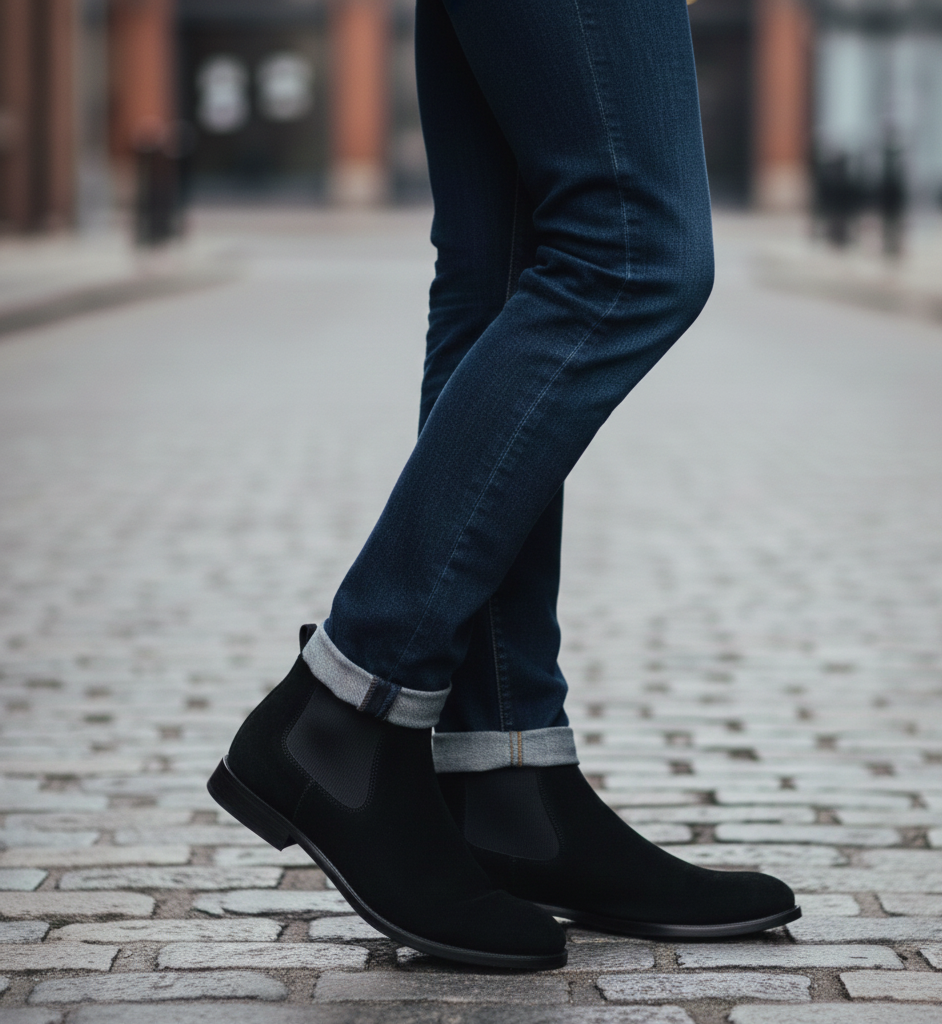 Classic Chelsea Suede Black Ankle Boots