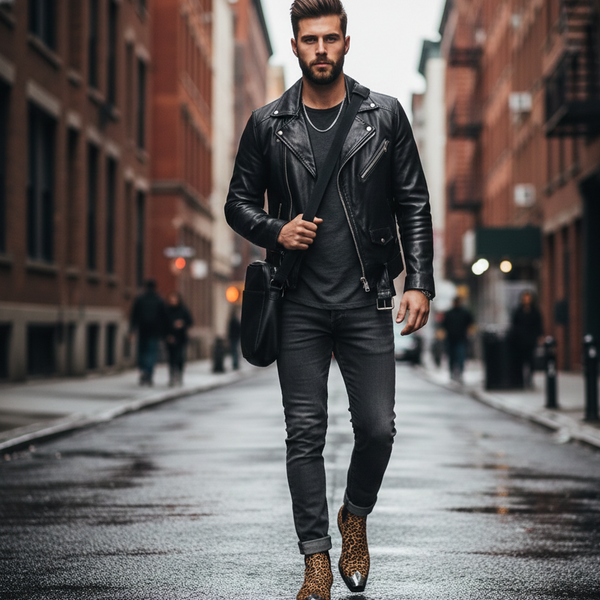 Leopard Print Leather Chelsea Boots