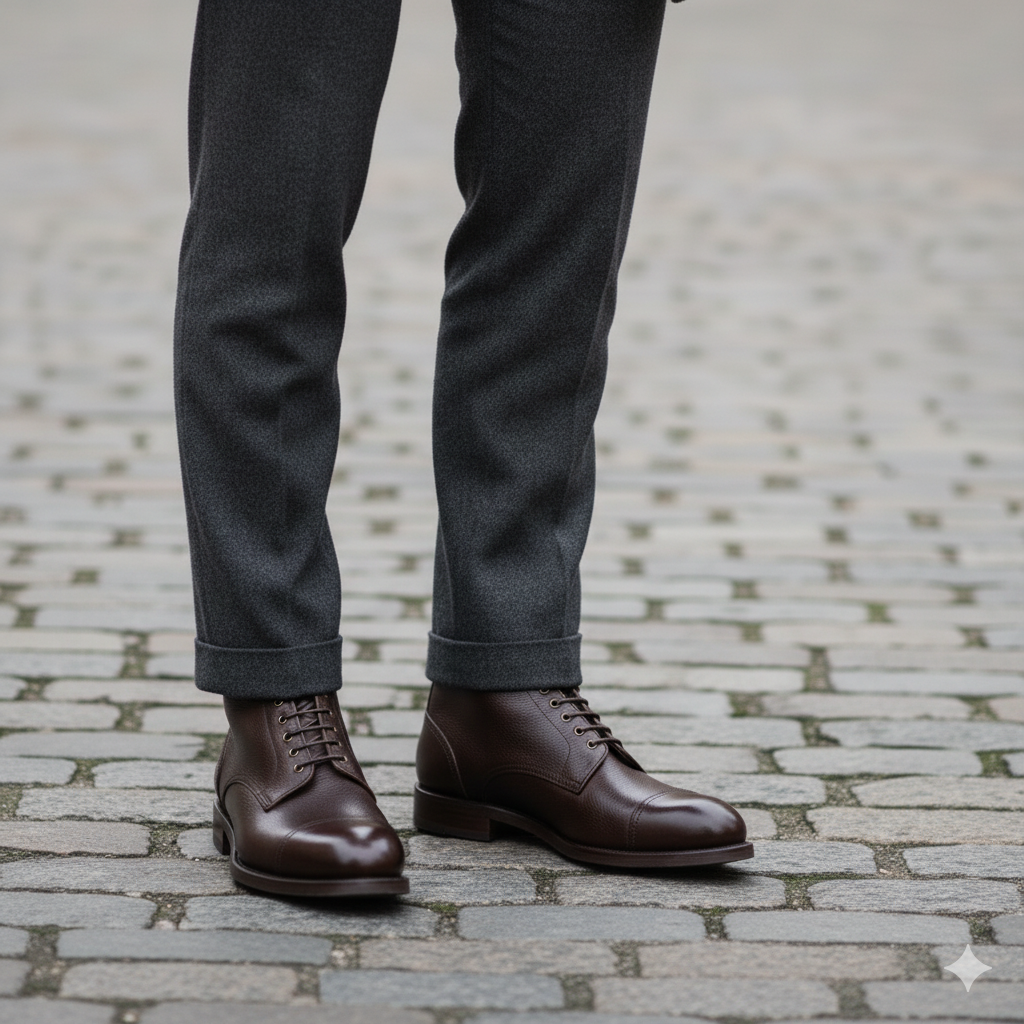 Taupe Lace-up Men's Leather Boots