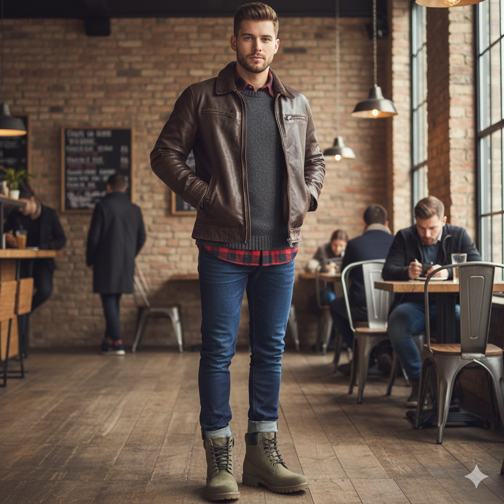 Urban Leather Lace-Up High Ankle Boot Green