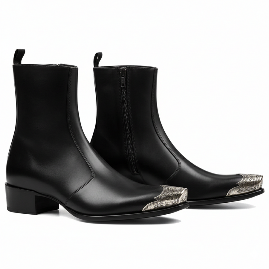 Side Zip Boot with Silver Toe