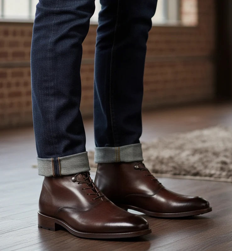 Men s Dark Brown Lace up Ankle Boot