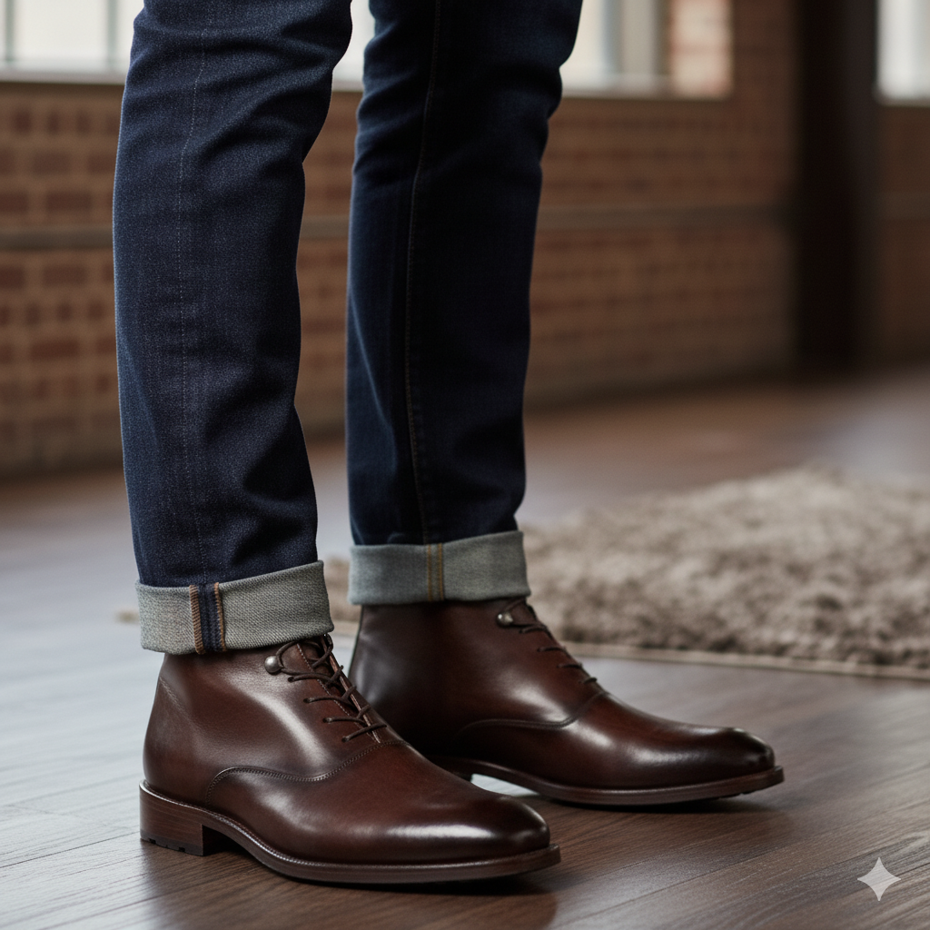 Men's Dark Brown Lace up Ankle Boot