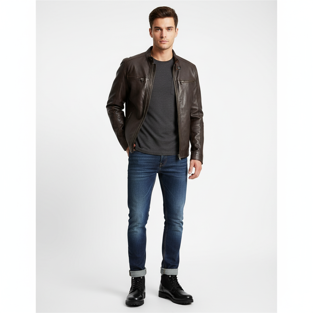 Luxury Mid-Top Solid Leather Ankle Boot Black