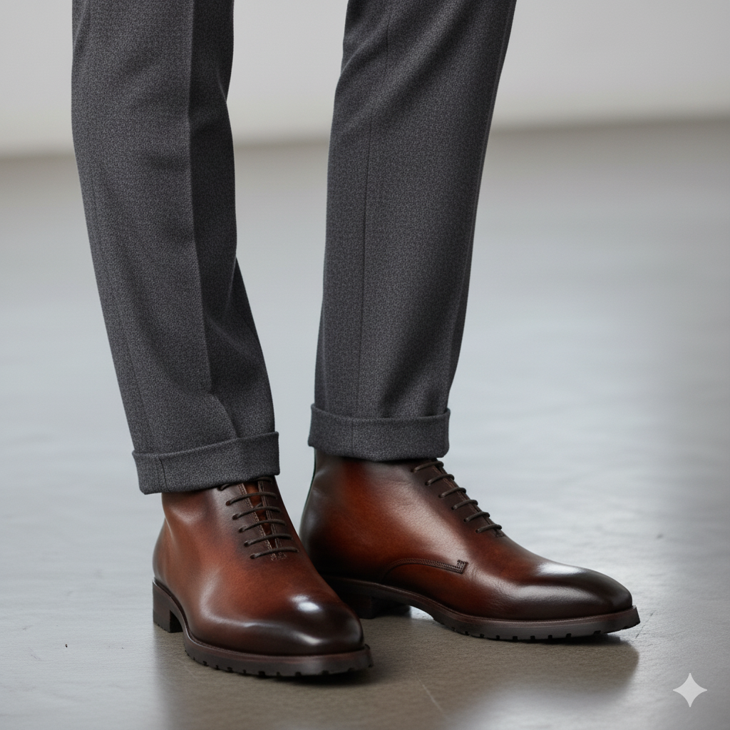 Classic Handmade Stylish Leather Ankle Boot Brown