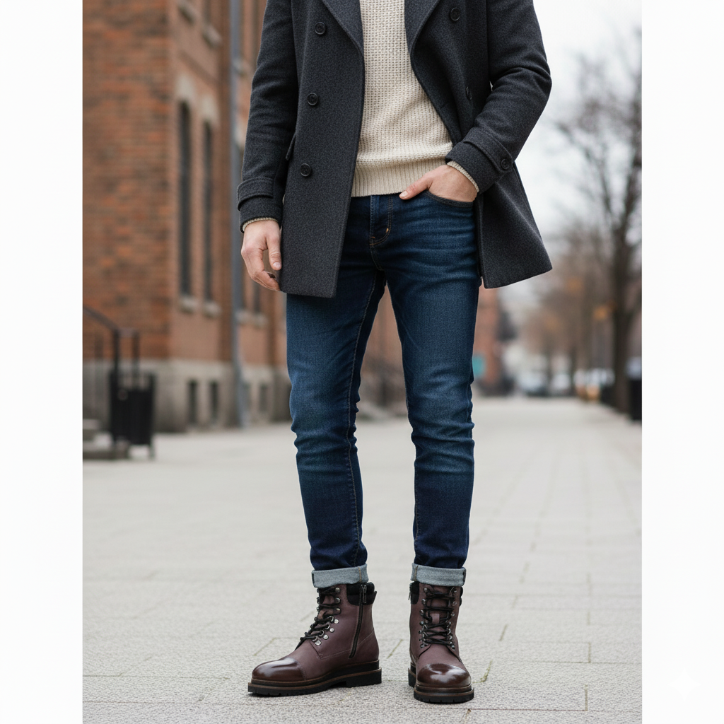 Luxury Premium Solid Leather High Ankle Boot Brown