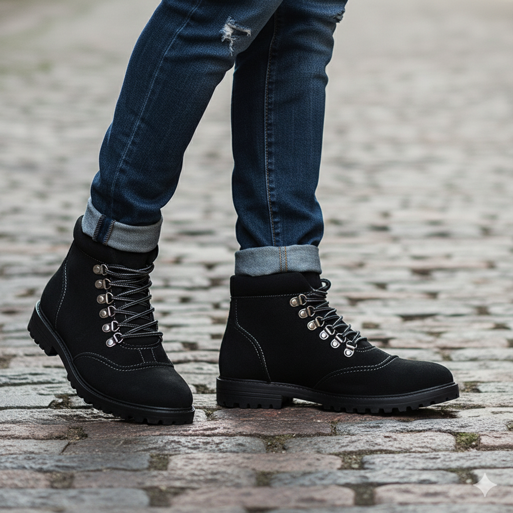 Men Suede Leather Fashion Hiking Ankle Boots