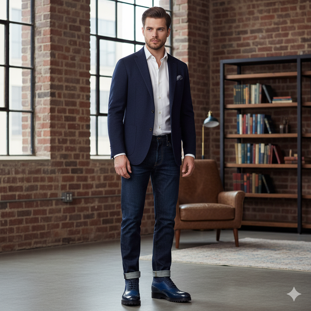 Premium Leather Wingtip High Ankle Boot