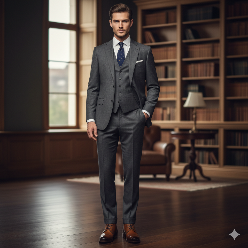 Leather Lace-Up Cap Toe Boots For Men