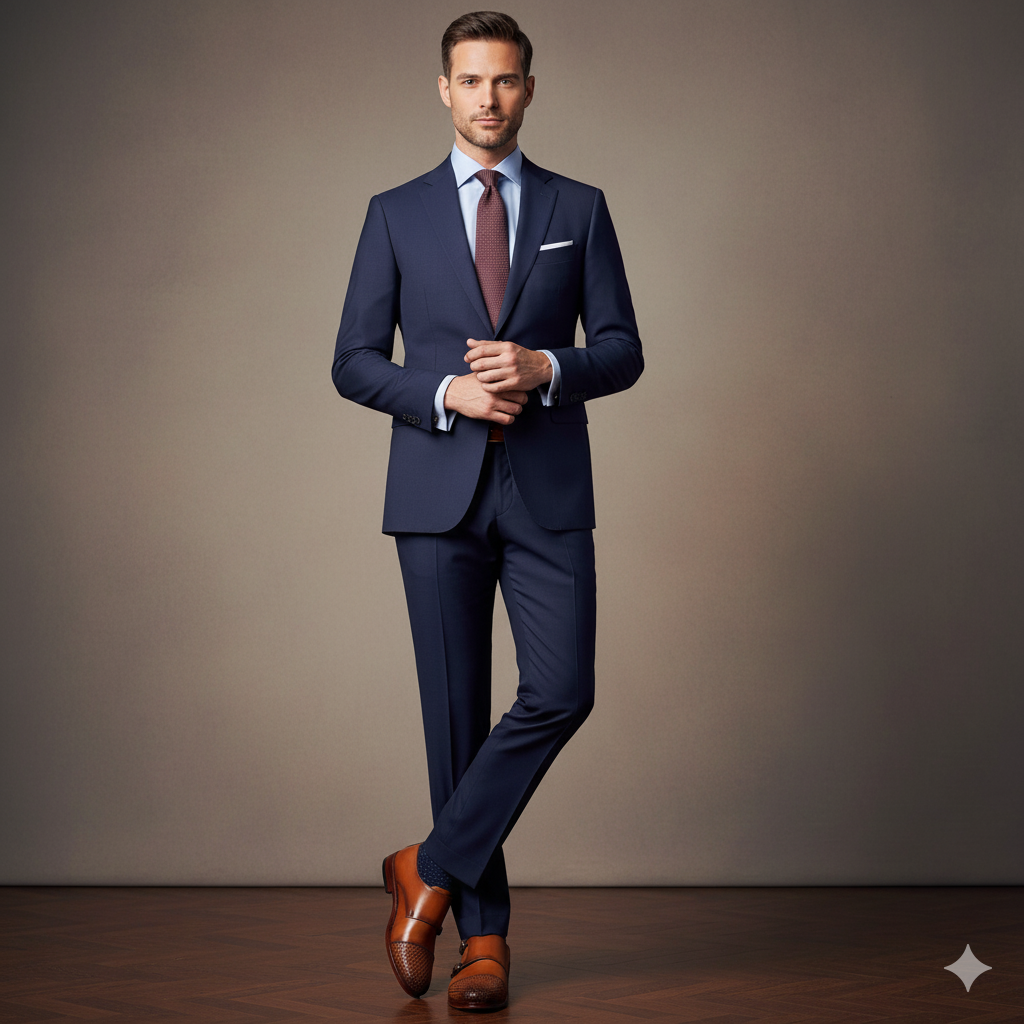 Double Monk Woven Leather Cap Toe Tan Shoe