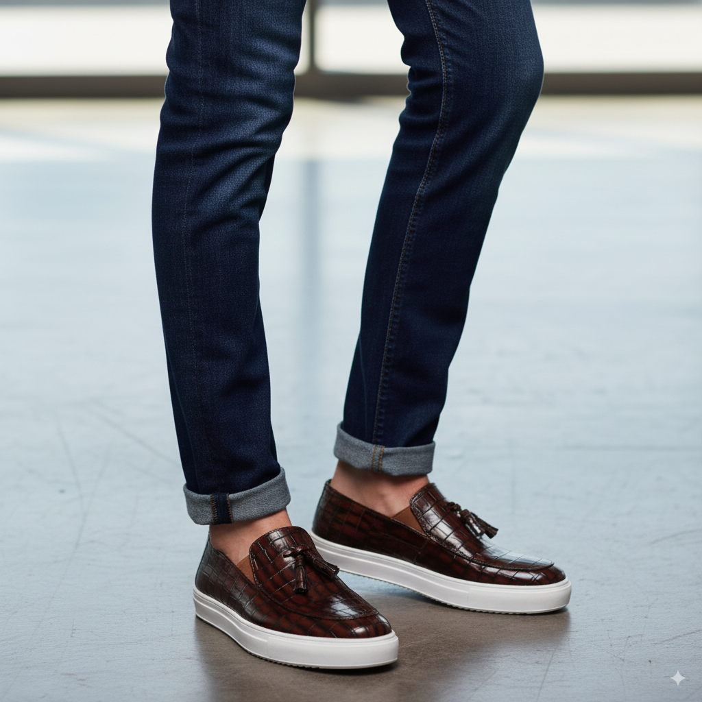 Chic Croc Slip On Leather Loafer