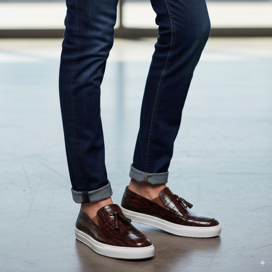 Chic Croc Slip On Leather Loafer