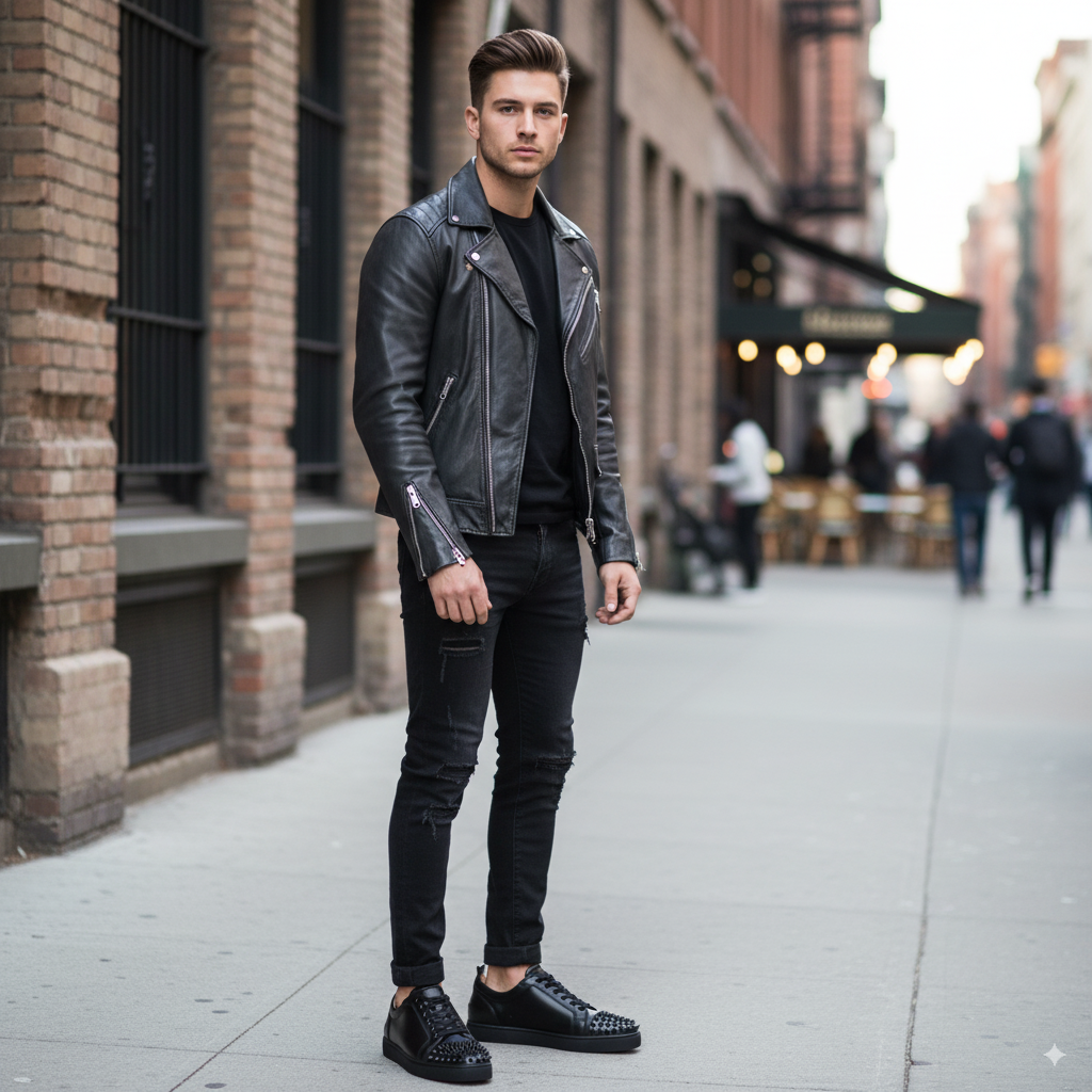 Men Solid Leather Lace-Up Sneakers