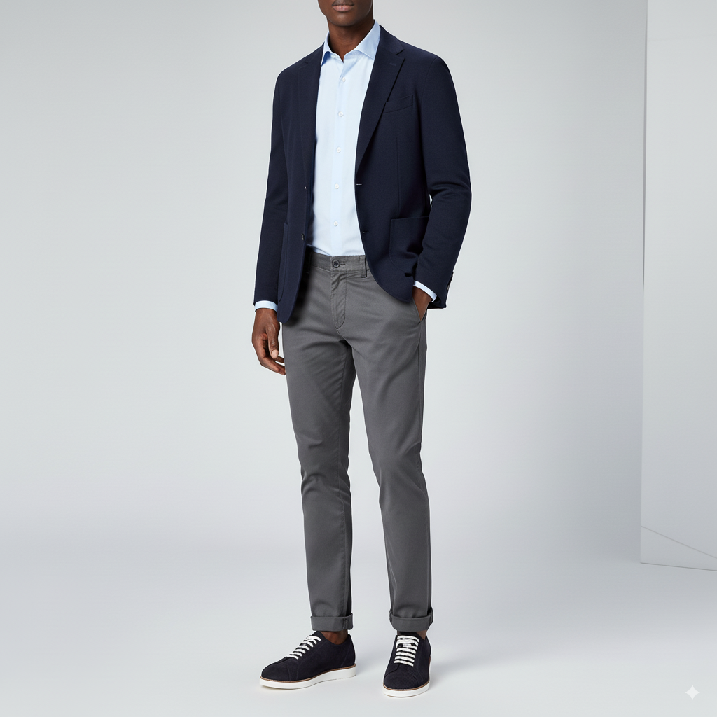 Classic Handmade Suede Lace-Up Blue Sneaker