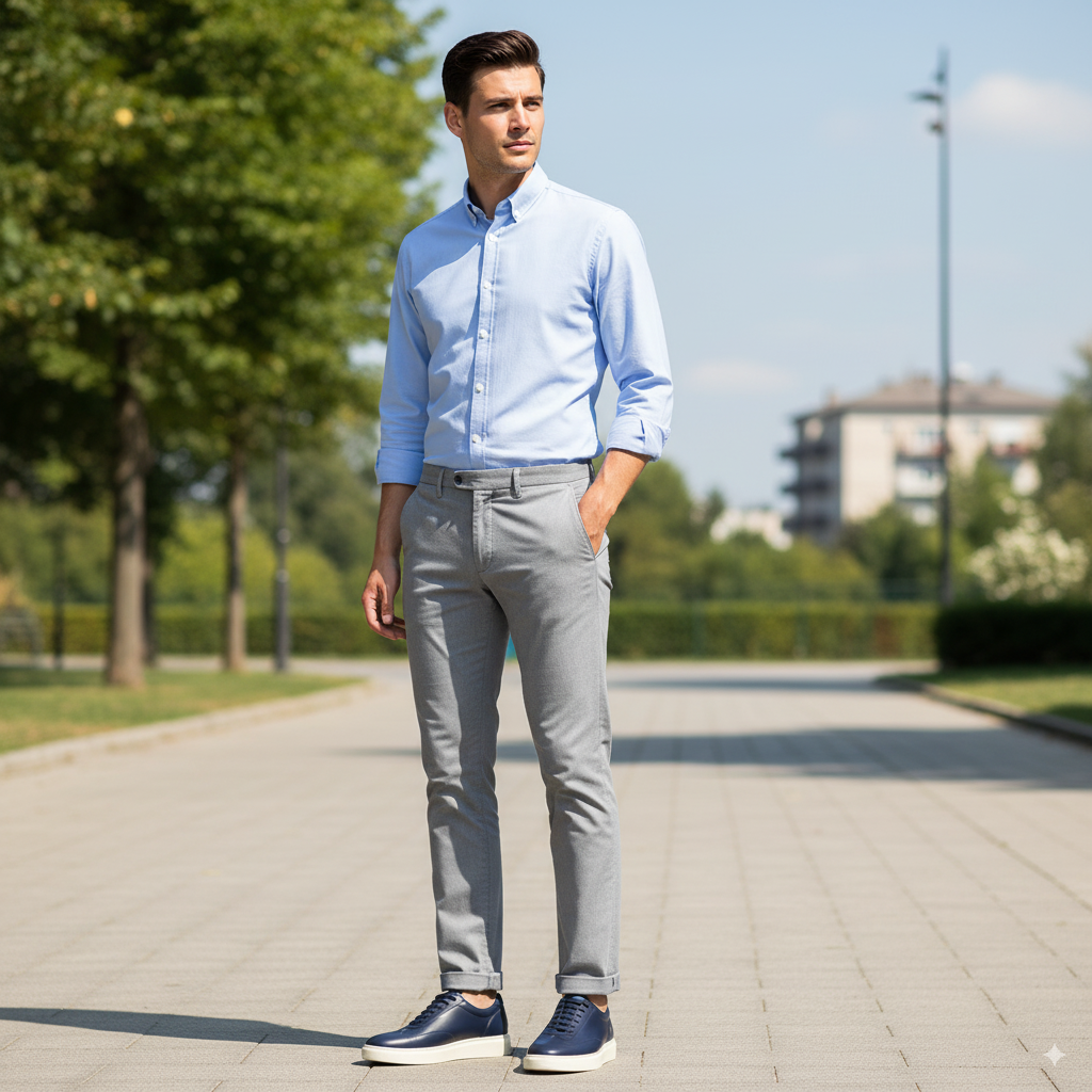 Men's Trendy Blue Lace-up Sneaker