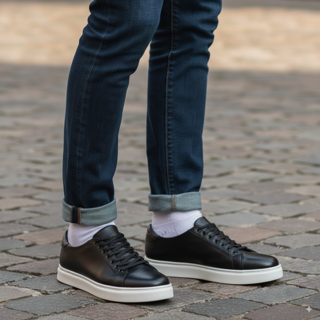 Men s Black Casual Lace up Sneaker Shoe