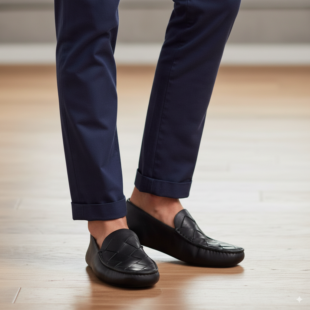 Dark Brown Plaque Leather Loafers