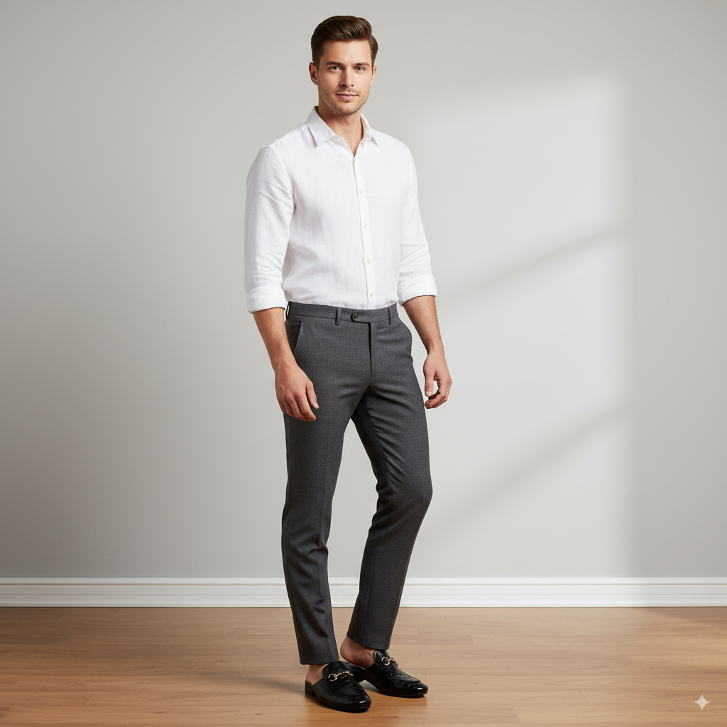 Deep Cut Leather Loafers Mules