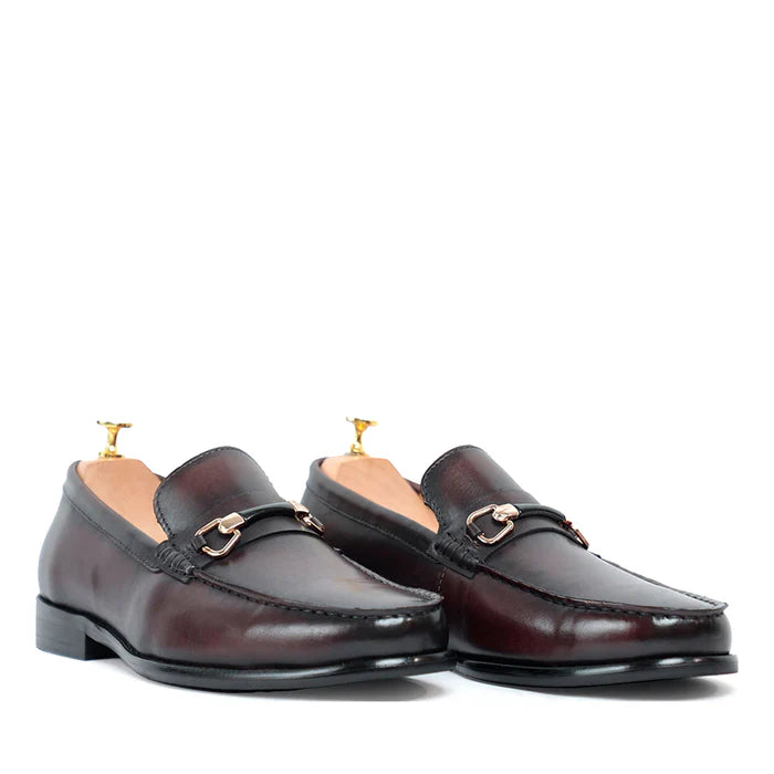 Brown Horsebit Slip On Loafers