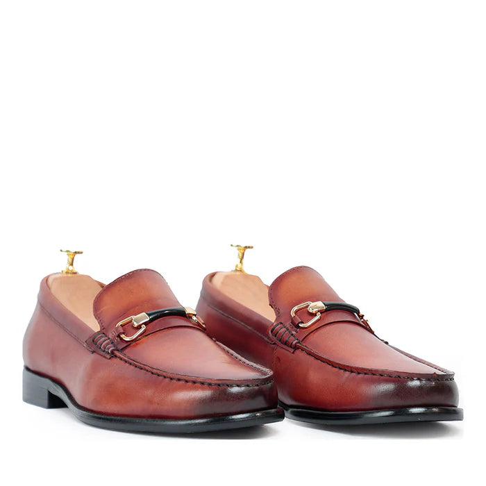 Glen Horse Bit Coffee Slip On Loafers